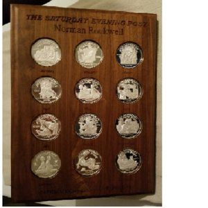 RARE 1988 PROOF SET Norman Rockwell 12 Coins (2 oz) The Saturday Evening Post